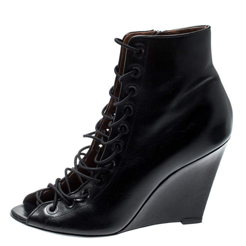 black wedge booties open toe