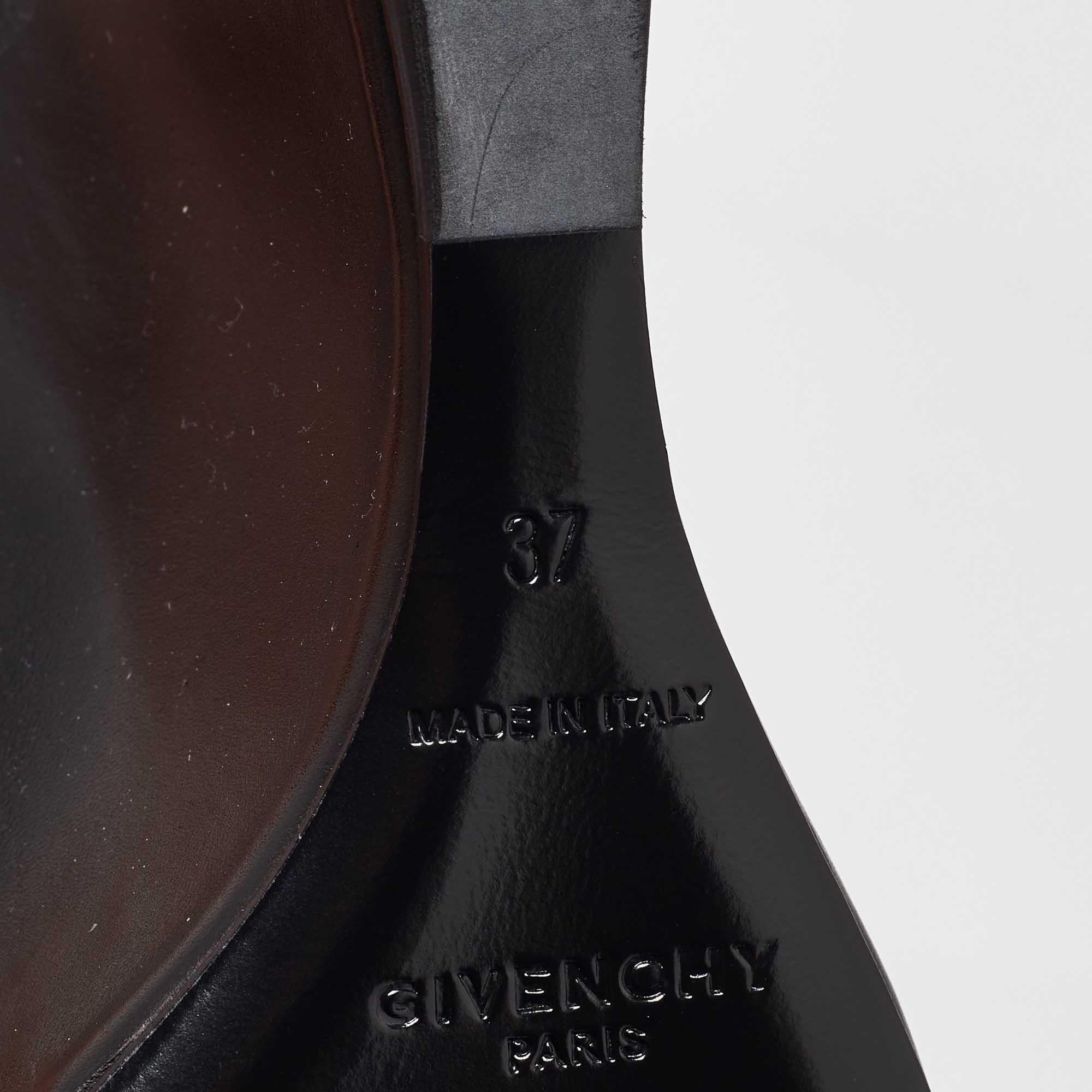 Givenchy Black Leather Wedge Knee Length Boots Size 37 For Sale 4