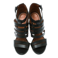 Givenchy Black Leather Wedge Sandals Size 35.5