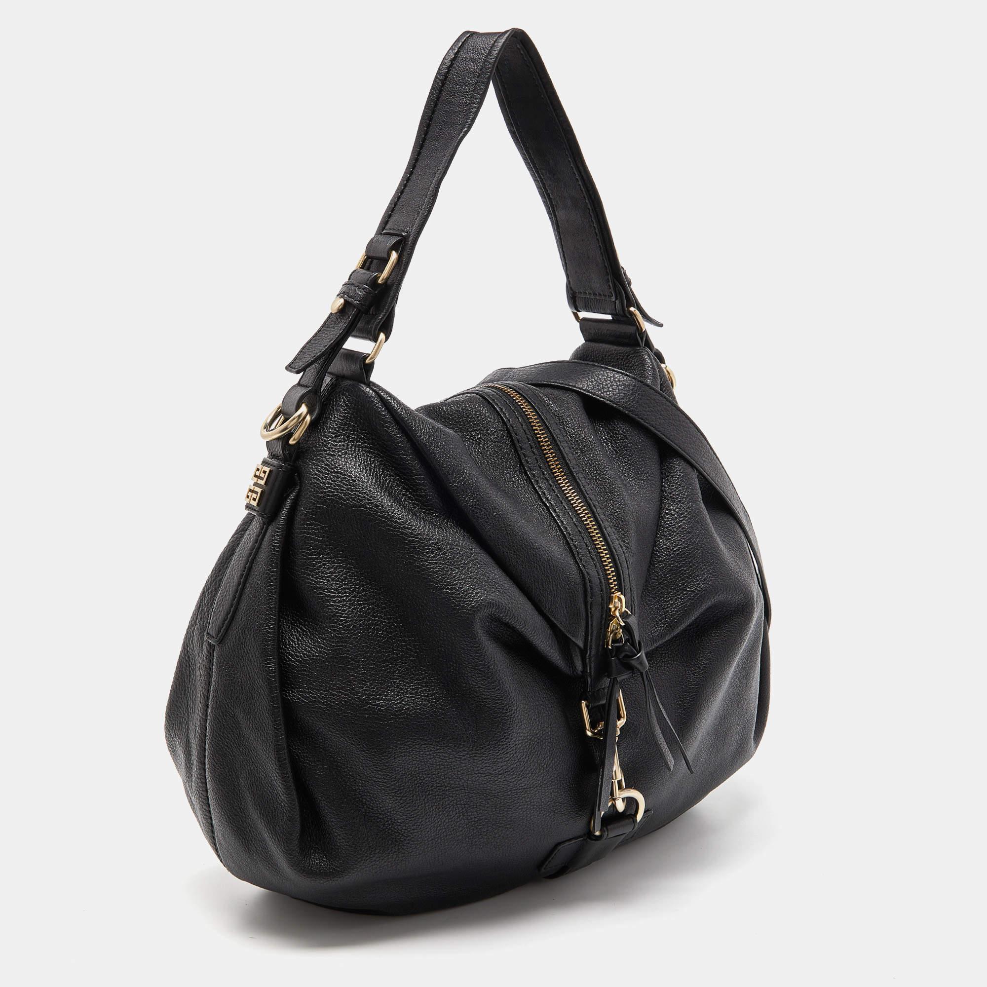 Women's Givenchy Black Leather Zip Detail Hobo