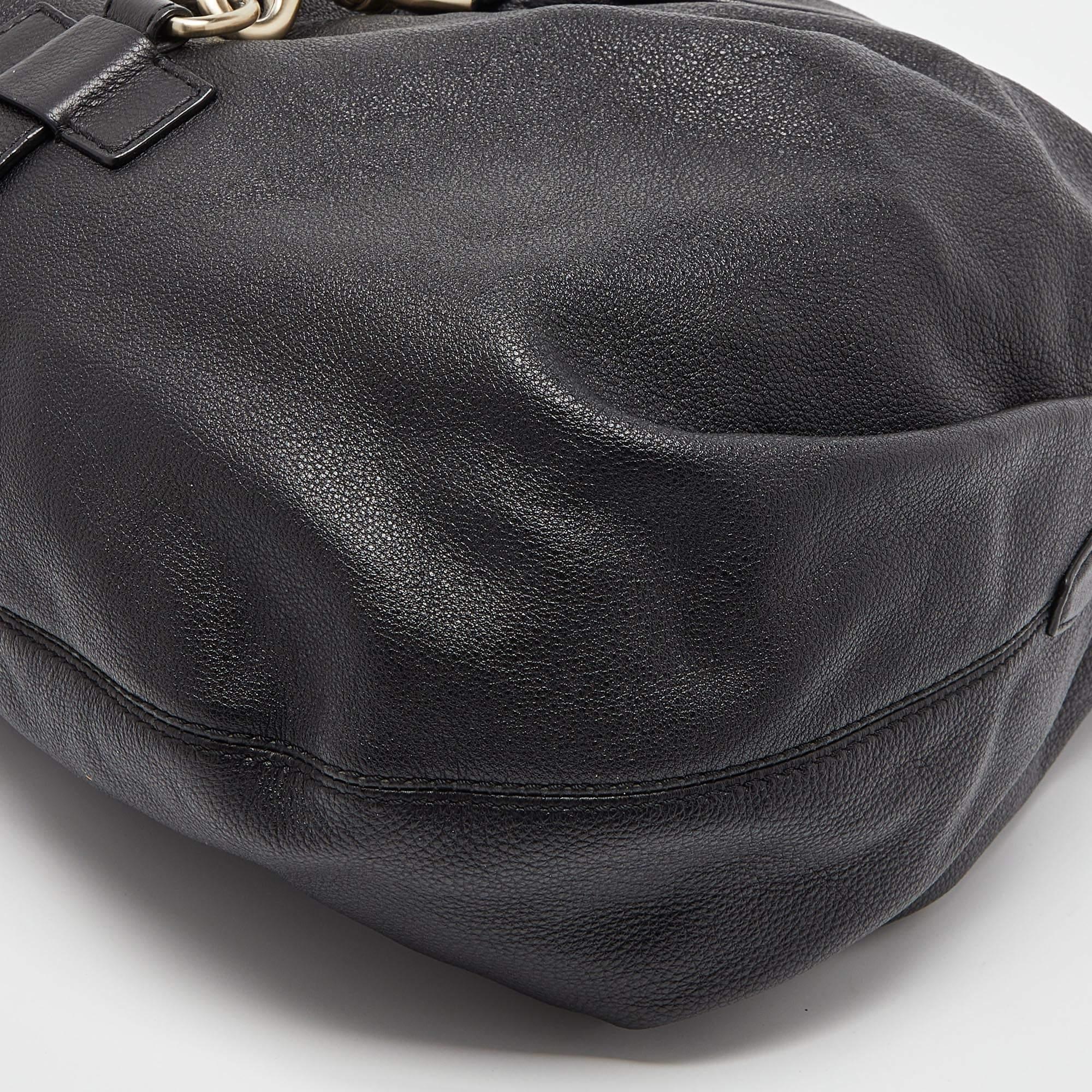 Givenchy Black Leather Zip Detail Hobo 4