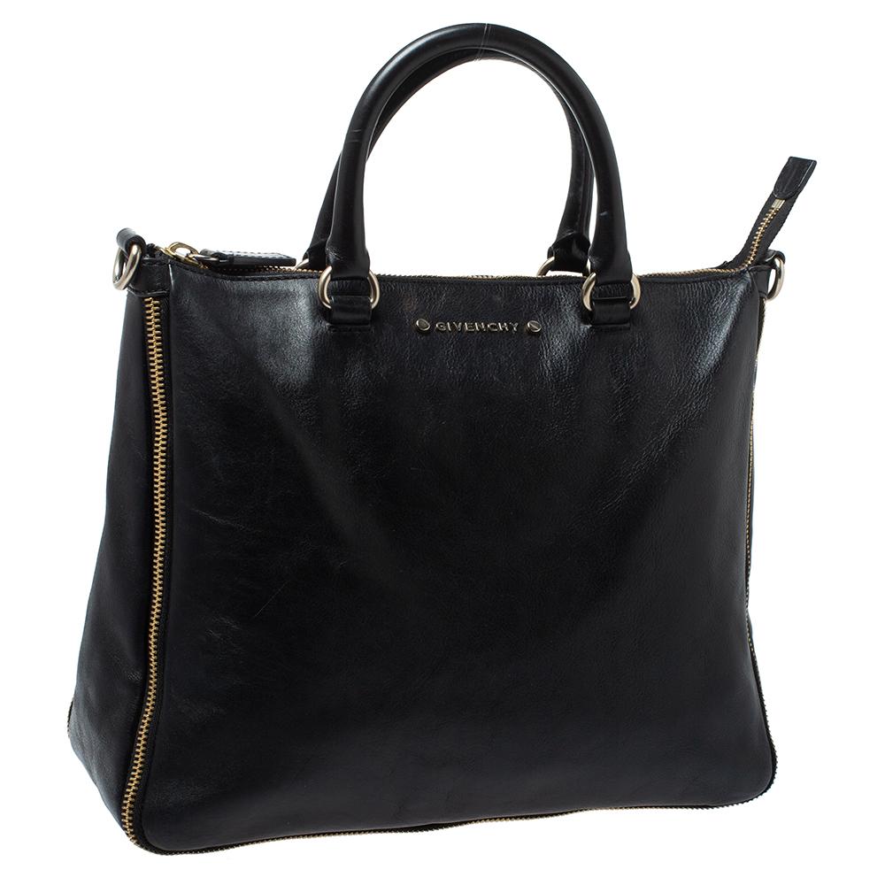 Women's Givenchy Black Leather Zipped Detail Tote