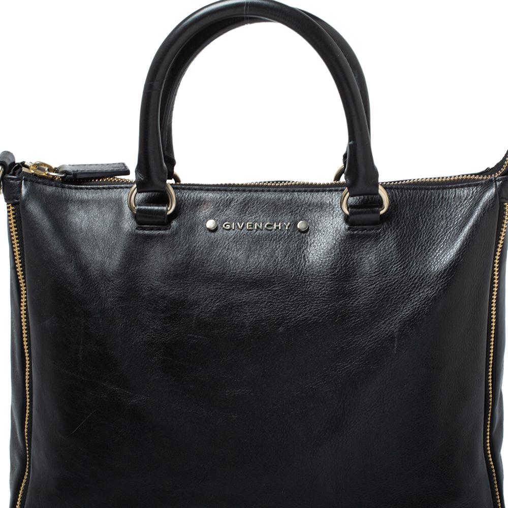 Givenchy Black Leather Zipped Detail Tote 2