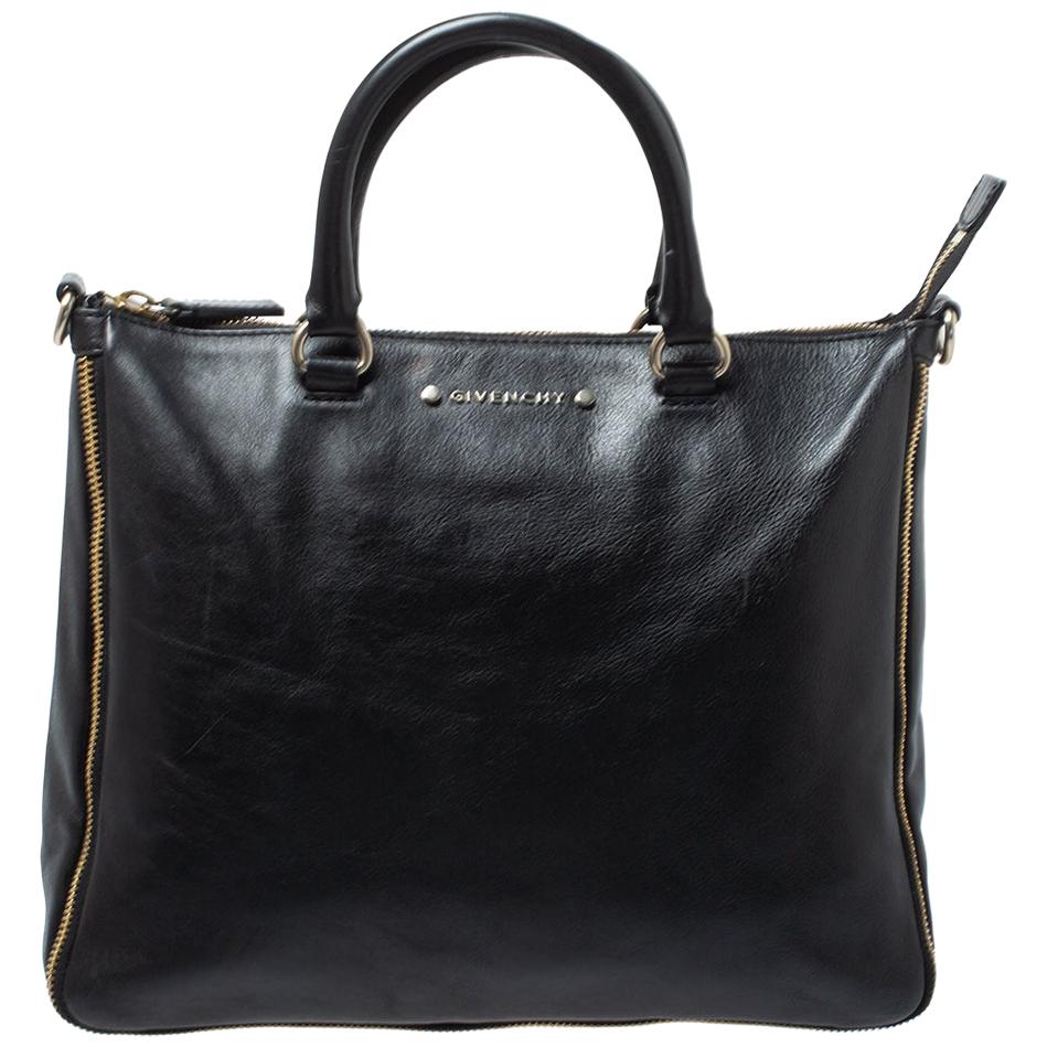 Givenchy Black Leather Zipped Detail Tote