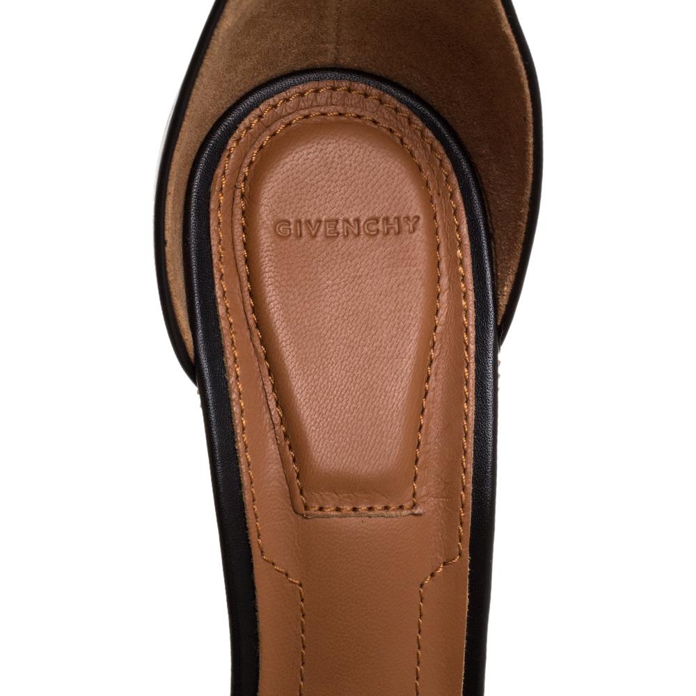 Women's Givenchy Black Leather Zipper Trim Platform Ankle Strap Wedge Sandals Size 40