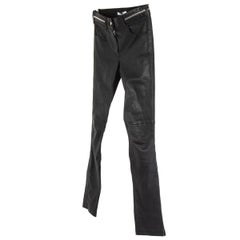 GIVENCHY black leather ZIPPER TRIM Skinny Leg Pants 38 S