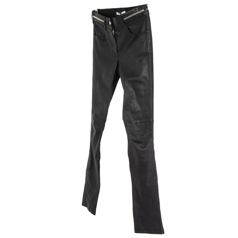 GIVENCHY black leather ZIPPER TRIM Skinny Leg Pants 38 S For Sale