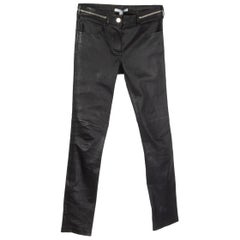 GIVENCHY - Pantalon skinny en cuir noir ZIPPER TRIM 38 S