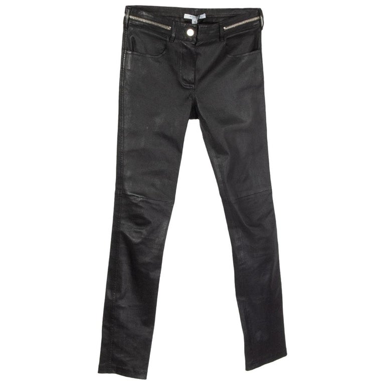 GIVENCHY black leather ZIPPER TRIM Skinny Leg Pants 38 S For Sale at ...