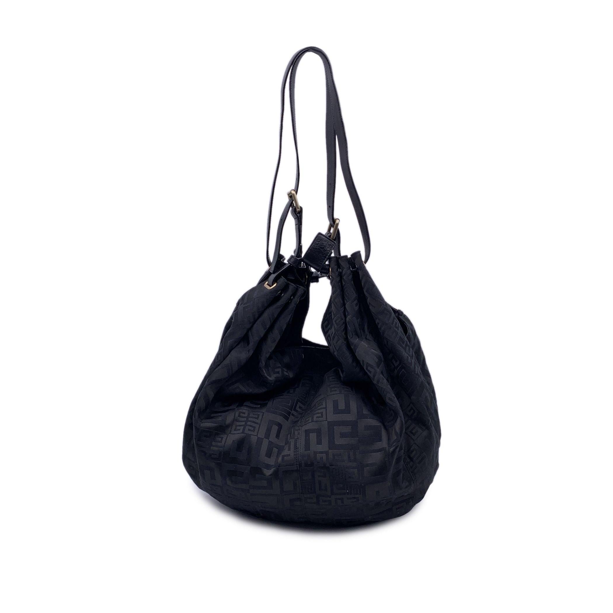 Givenchy Black Logo Canvas Tote Hobo Slouchy Shoulder Bag In Good Condition In Rome, Rome