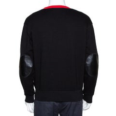 Givenchy Black Logo Embroidered Cotton Leather Patch Sweatshirt M