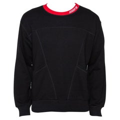 Givenchy Black Logo Embroidered Cotton Leather Patch Sweatshirt M