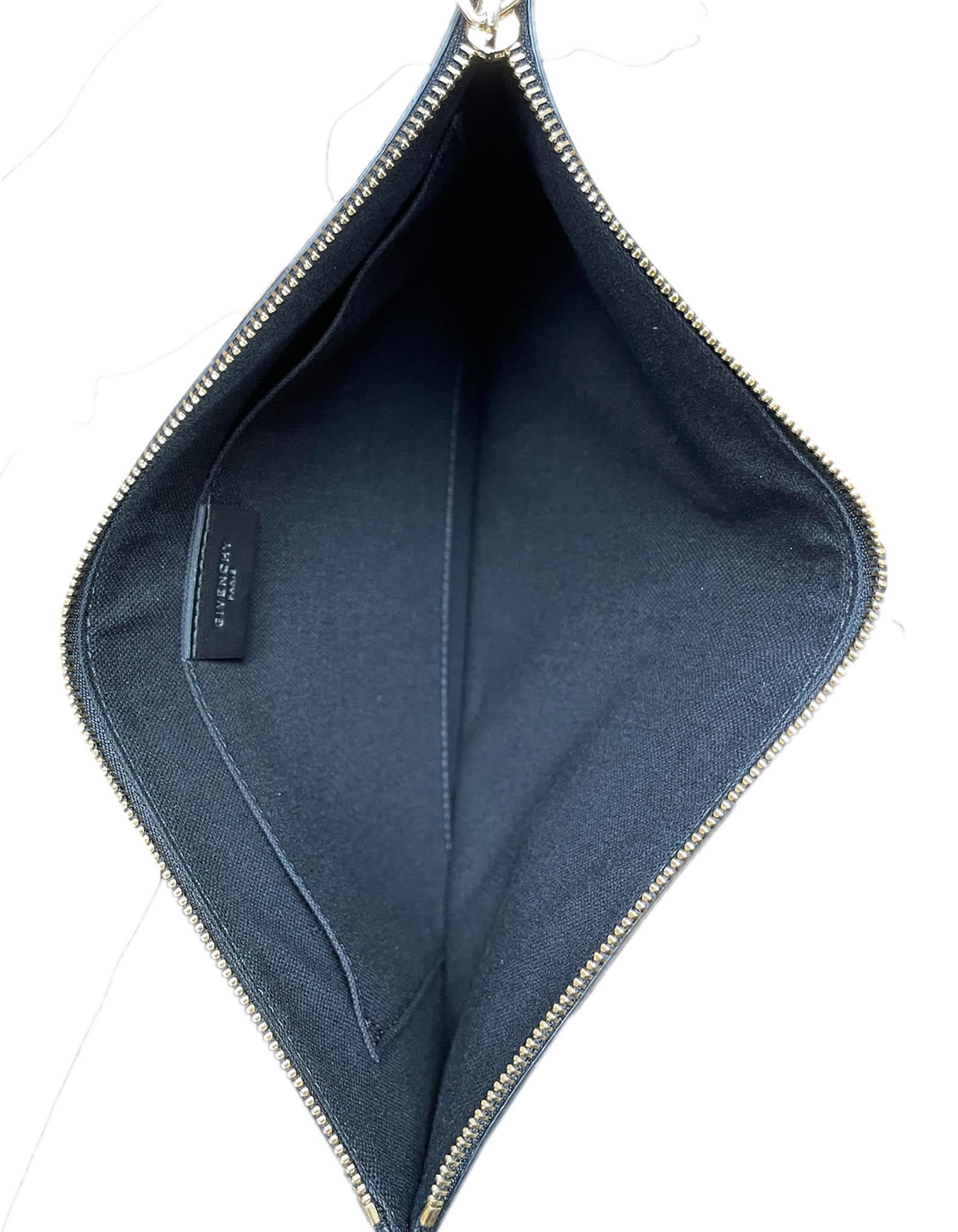 Women's or Men's Givenchy Black Logo Floral Print Large Pouch Clutch Bag