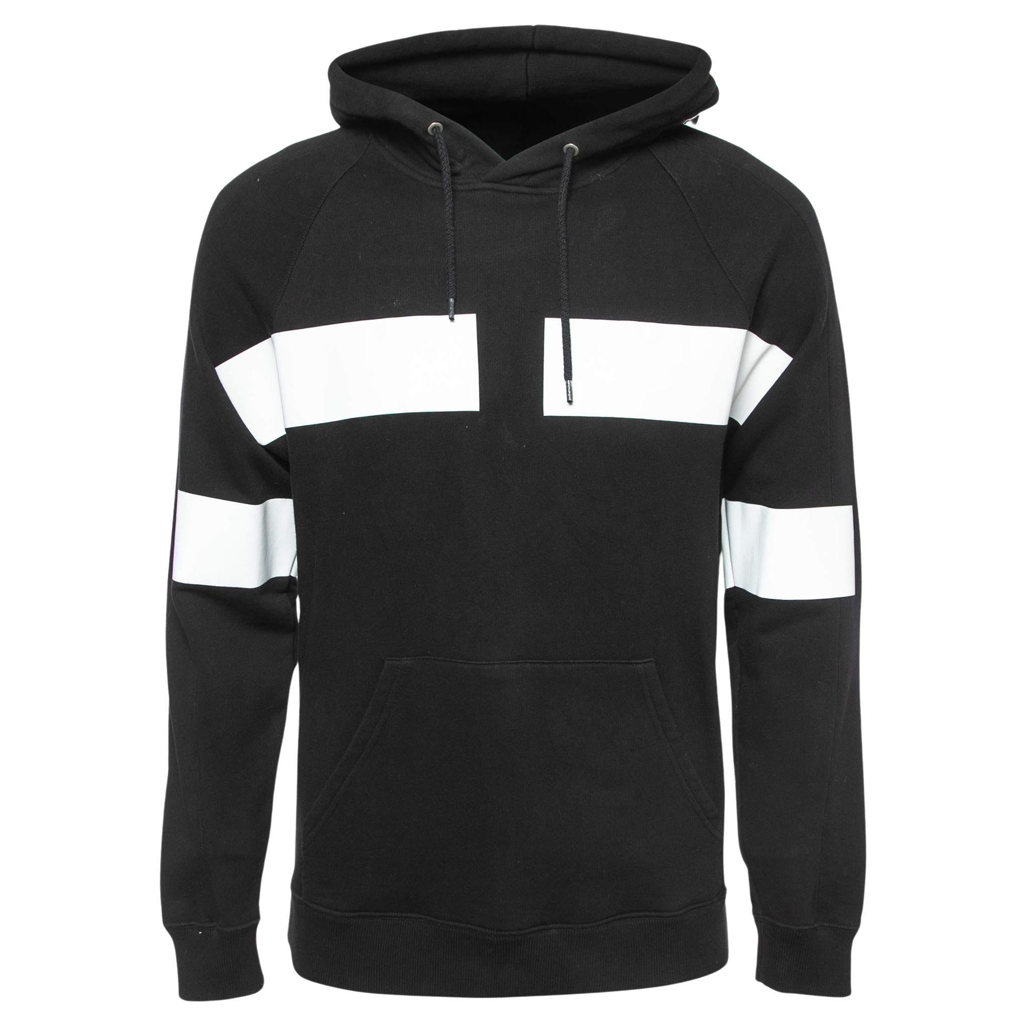 Givenchy Black Logo Print Cotton Hooded Sweatshirt XS For Sale