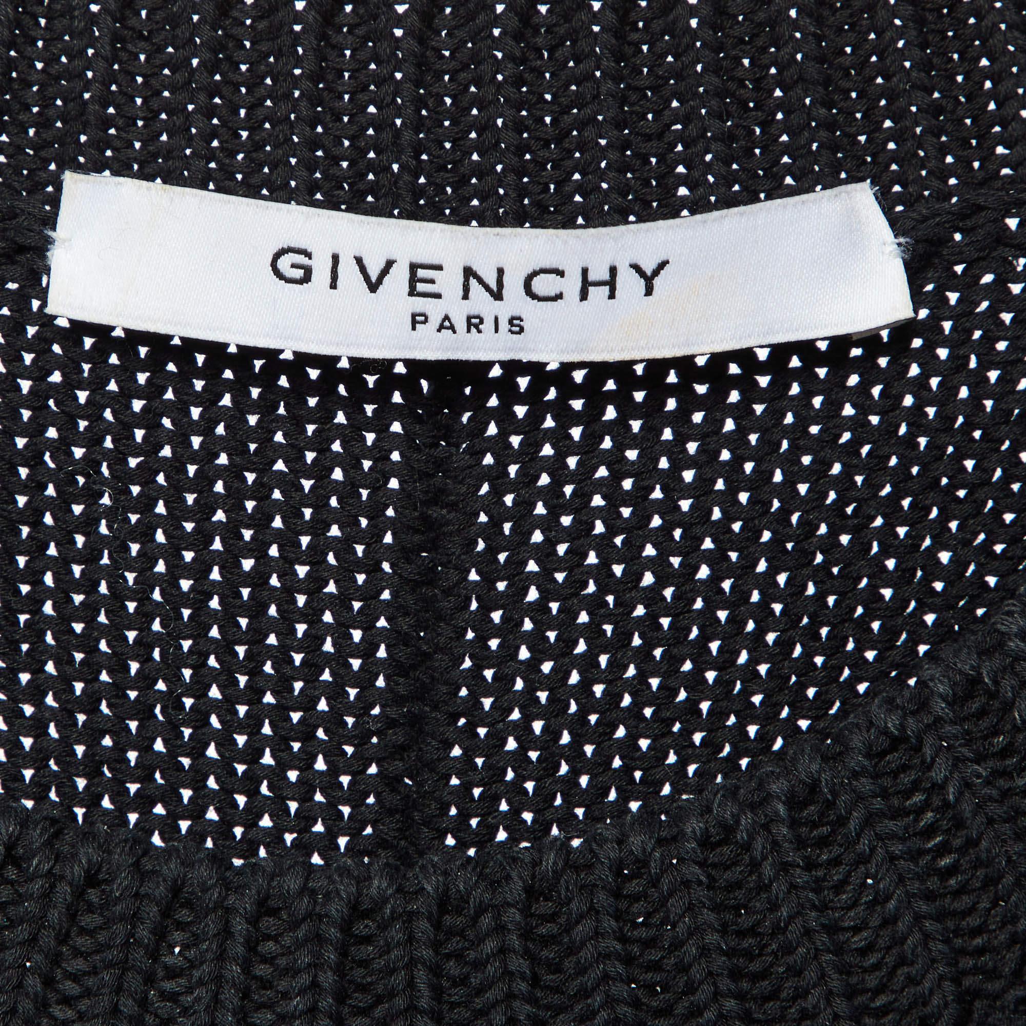 Givenchy Black Logo Print Cotton Knit Crew Neck Sweater M For Sale 1