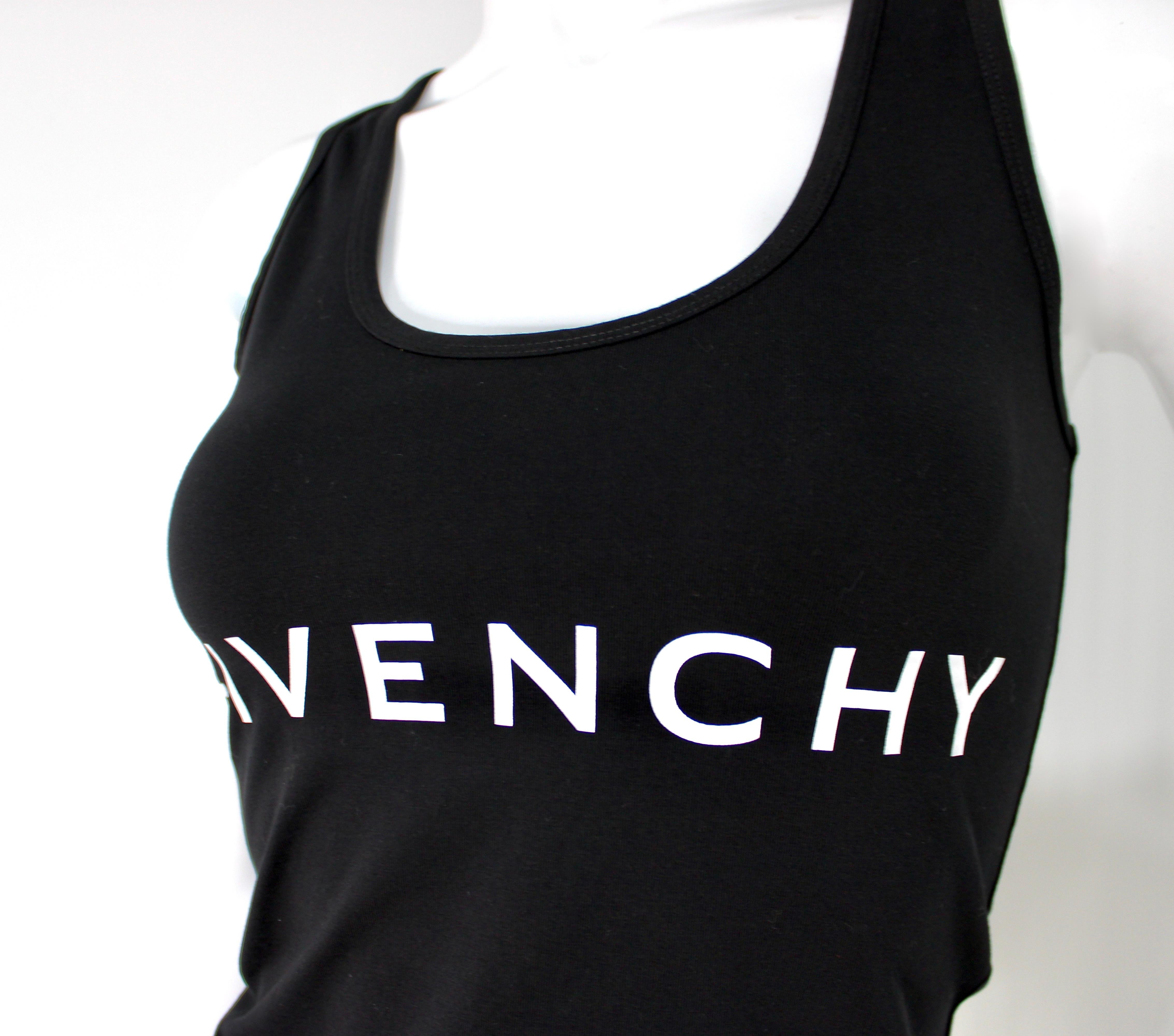Nero Canotta in cotone con stampa logo nero di Givenchy in vendita