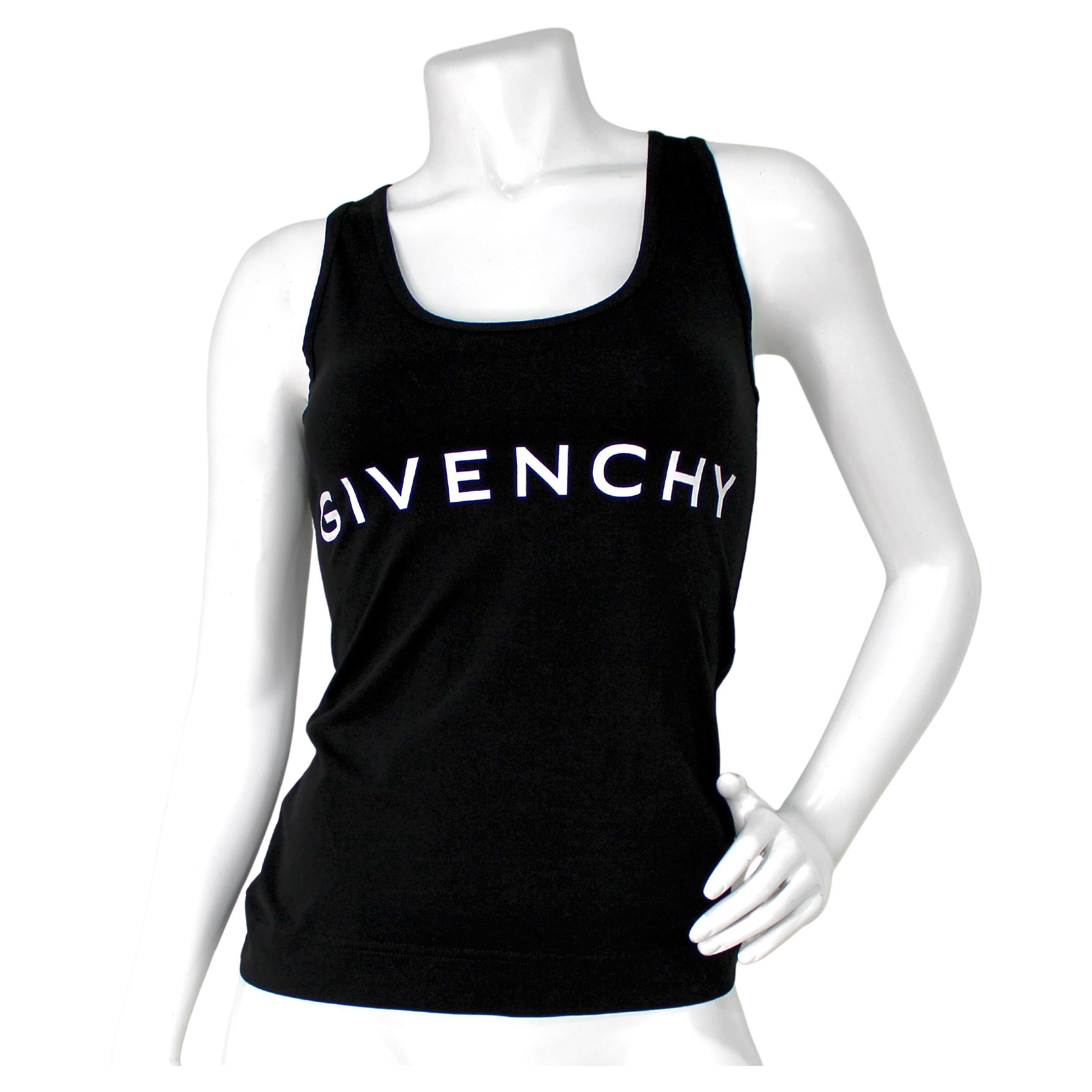 Canotta in cotone con stampa logo nero di Givenchy