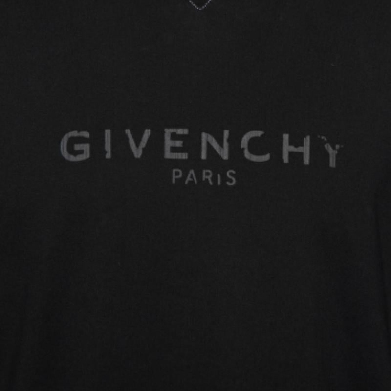 Uomo Givenchy - Maglietta nera con logo stampato e dettaglio di rifiniture laterali - T S in vendita