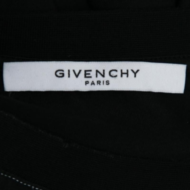 Givenchy - Maglietta nera con logo stampato e dettaglio di rifiniture laterali - T S in vendita 1