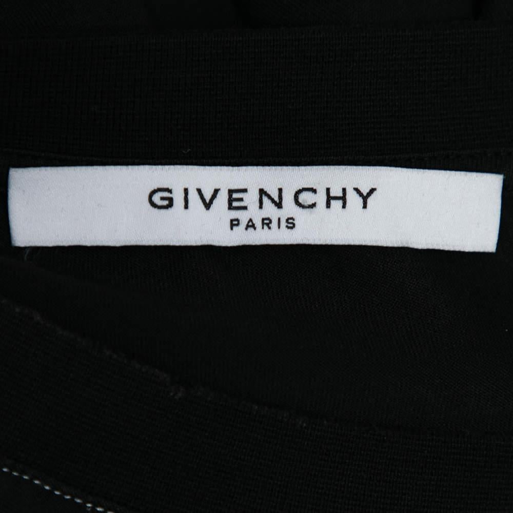 Givenchy Black Logo Printed Side Trim Detail Distressed T-Shirt S For Sale 2