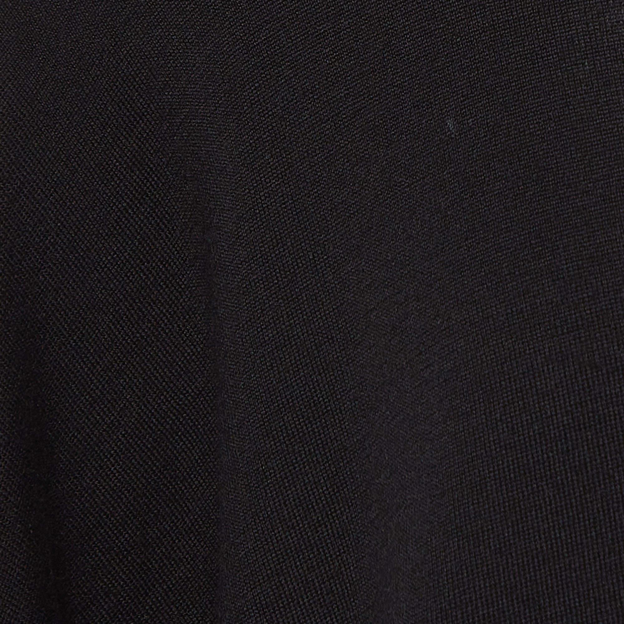 Givenchy Black Logo Tape Trim Wool Knit Crew Neck Sweatshirt L Unisexe en vente