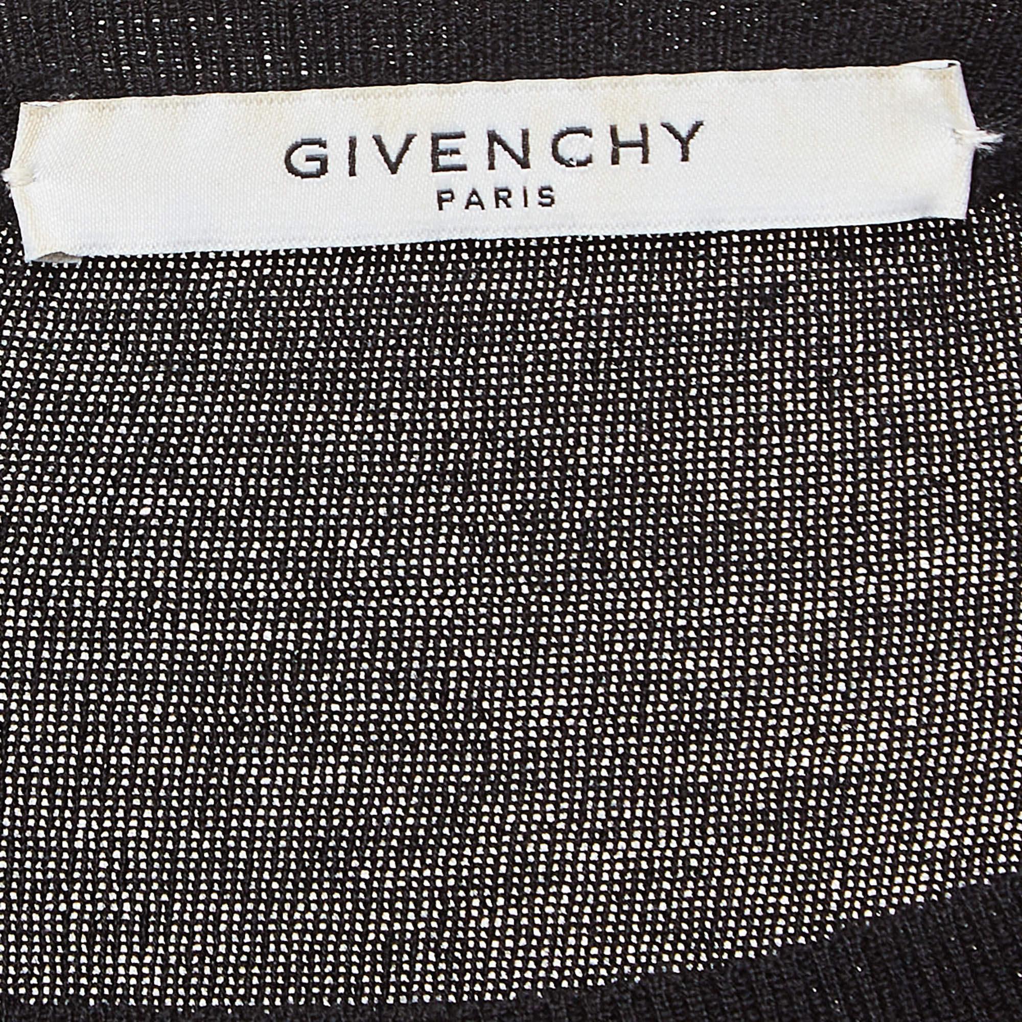 Givenchy Black Logo Tape Trim Wool Knit Crew Neck Sweatshirt L en vente 1