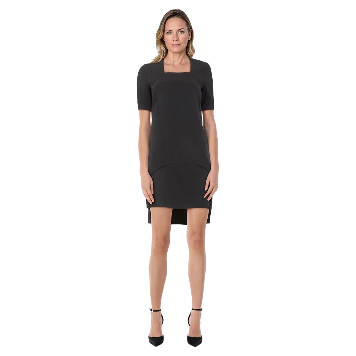 Givenchy Vestido Negro Mini Largo Cuello Cuadrado Talla M en venta