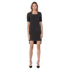 Givenchy Vestido Negro Mini Largo Cuello Cuadrado Talla M