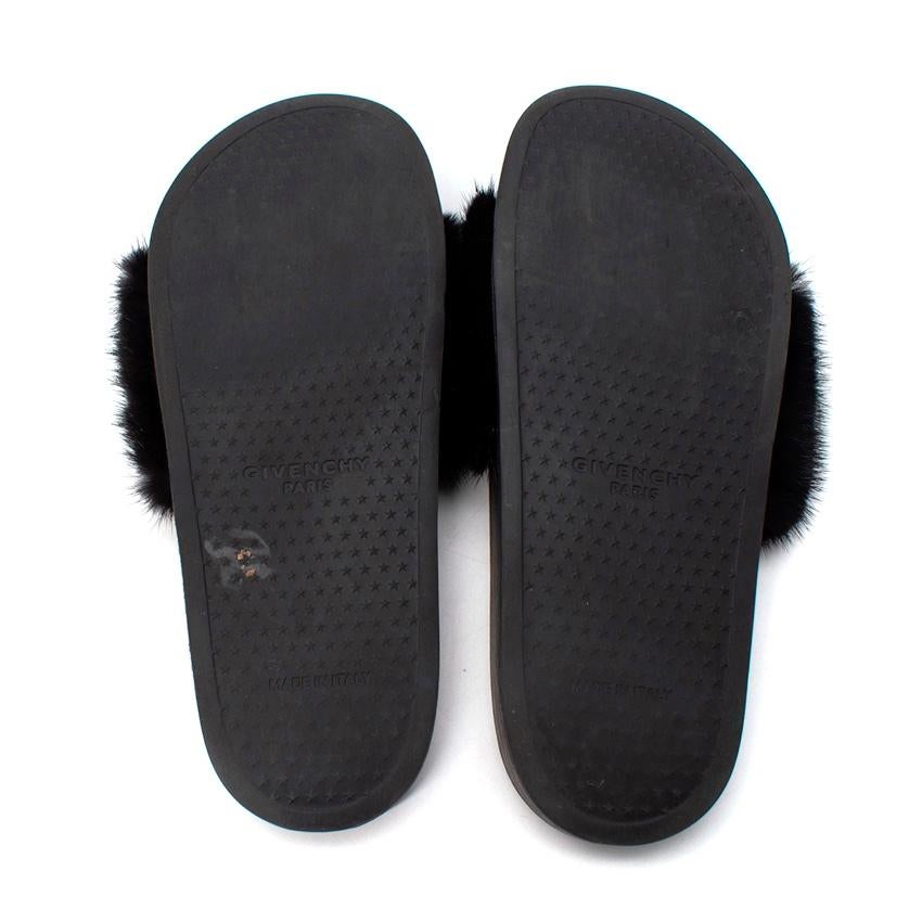 Givenchy Black Mink Fur Sliders - US 39 For Sale 1