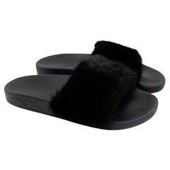 Givenchy Black Mink Fur Sliders - US 39