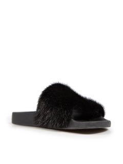 Givenchy Black Mink Fur Slides Size IT 40