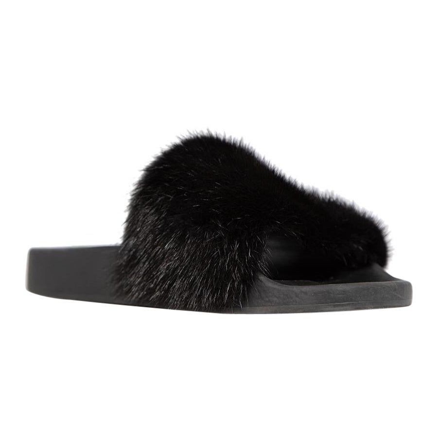 Givenchy Black Mink Fur Slides Size IT 40 For Sale