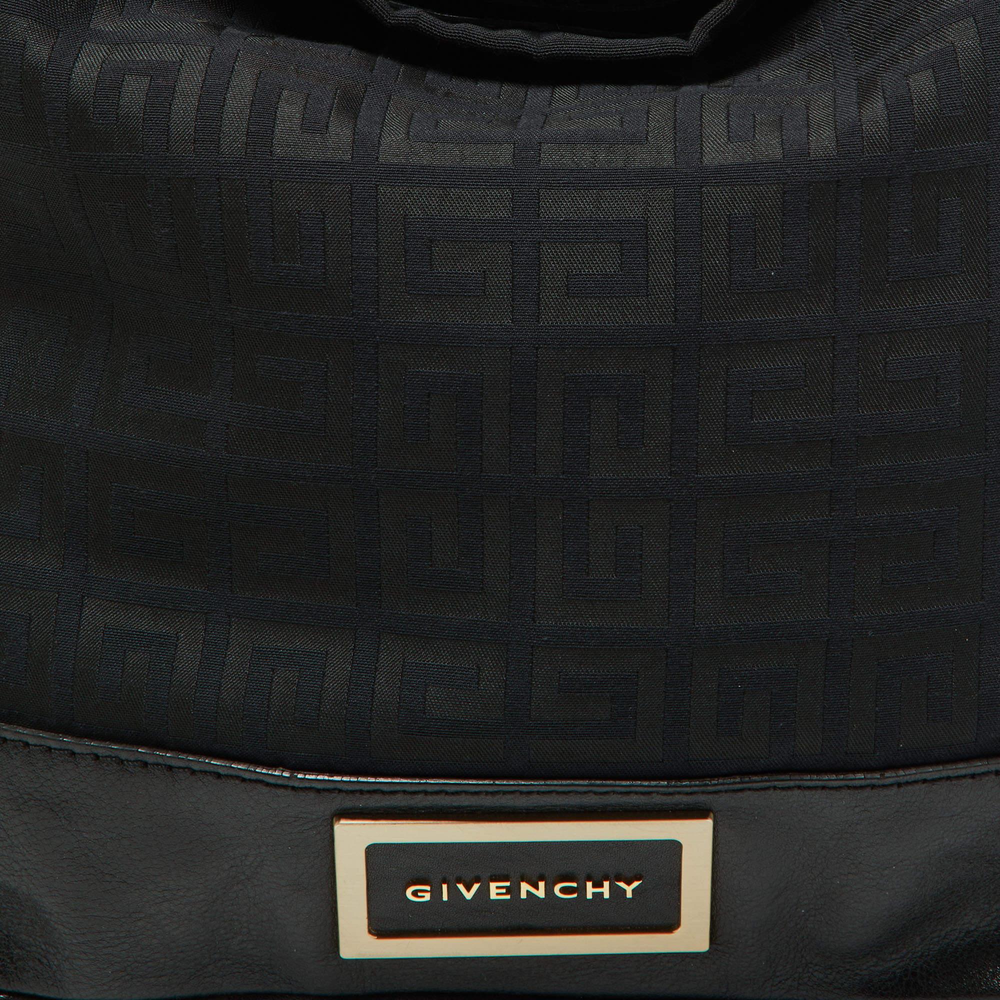 Givenchy Black Monogram Canvas and Leather Bucket Hobo For Sale 1