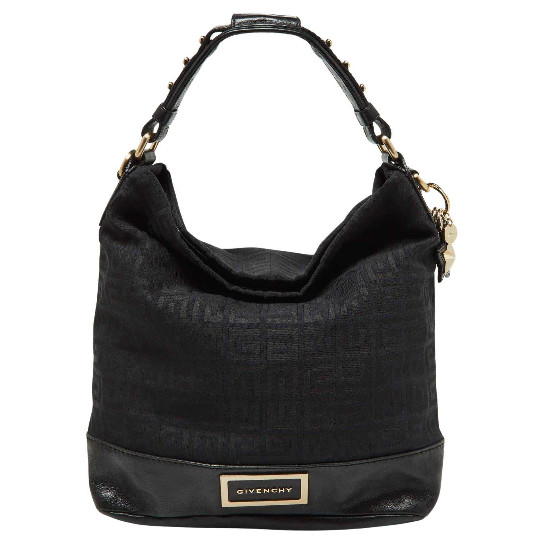 Givenchy Black Monogram Canvas and Leather Bucket Hobo For Sale