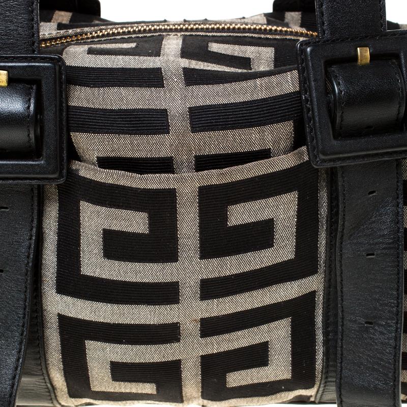 Givenchy Black Monogram Canvas and Leather Buckle Shoulder Bag 5