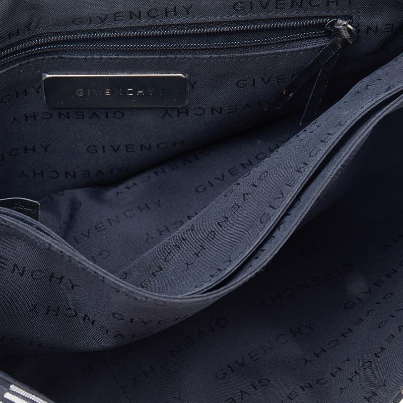 Givenchy Black Monogram Canvas And Leather Crystal Embellished Flap Shoulder Bag In Good Condition In Dubai, Al Qouz 2
