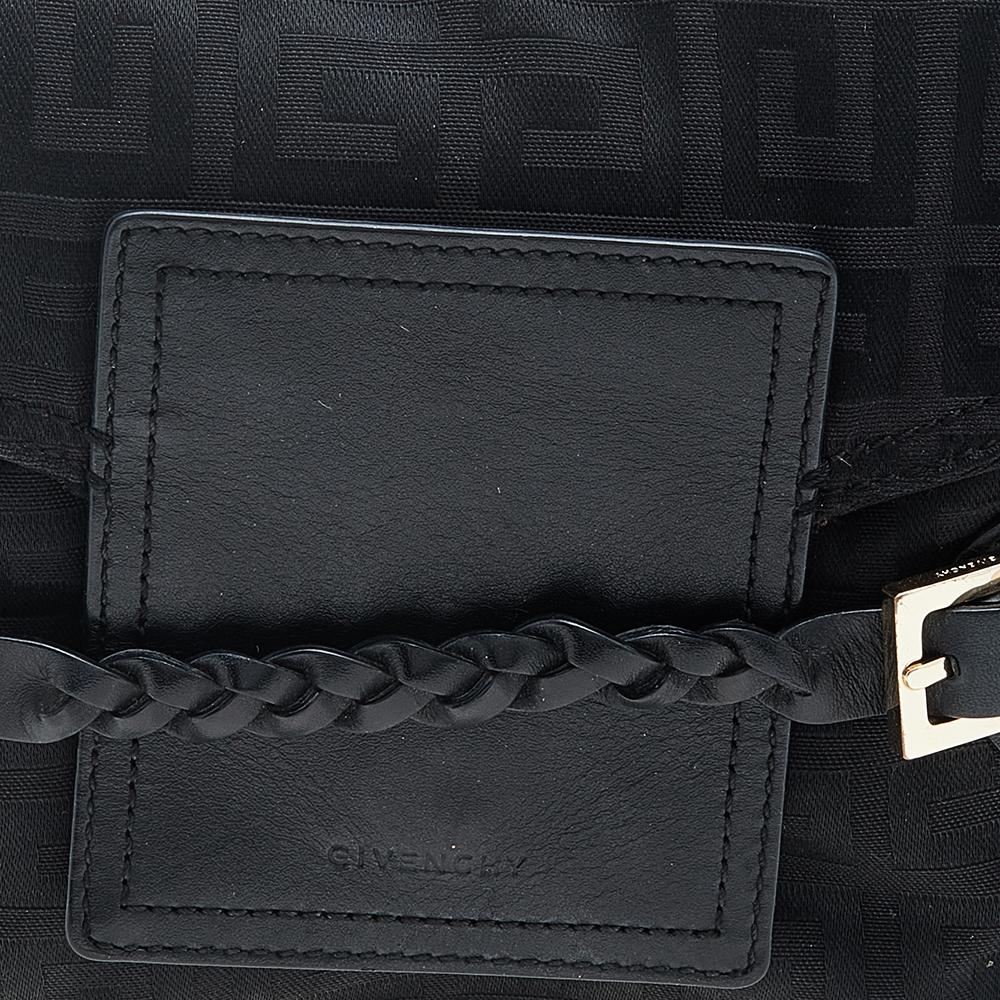 Givenchy Black Monogram Canvas And Leather Flap Shoulder Bag For Sale 6