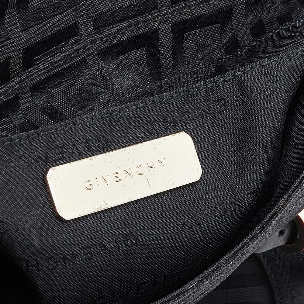 Givenchy Black Monogram Canvas And Leather Flap Shoulder Bag For Sale 2