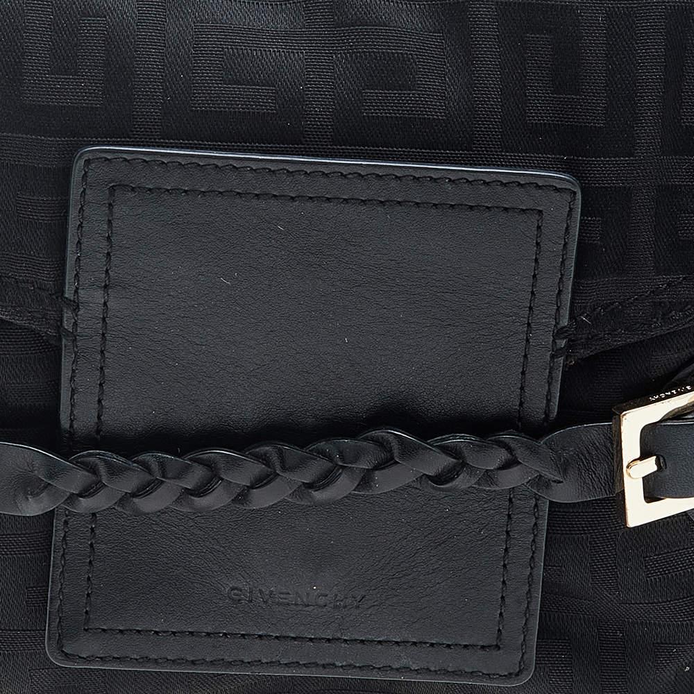 Givenchy Black Monogram Canvas And Leather Flap Shoulder Bag For Sale 4