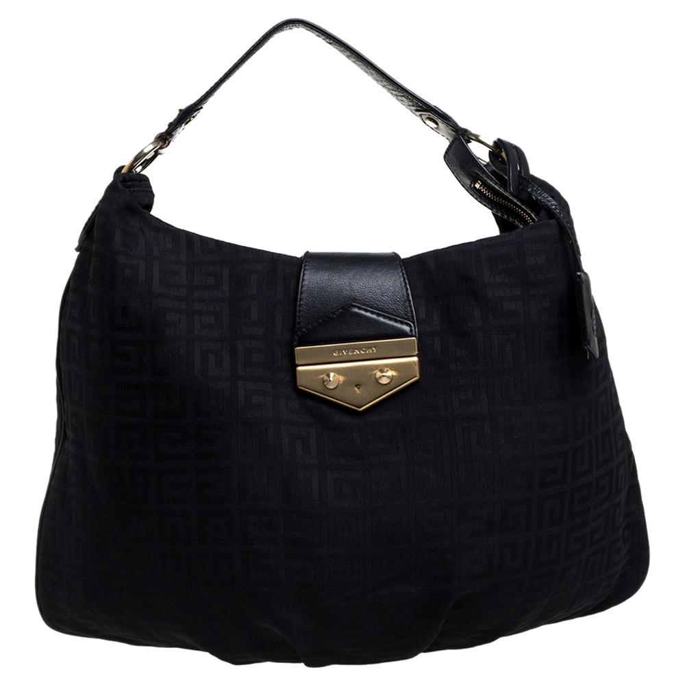 Givenchy Black Monogram Canvas And Leather Hobo