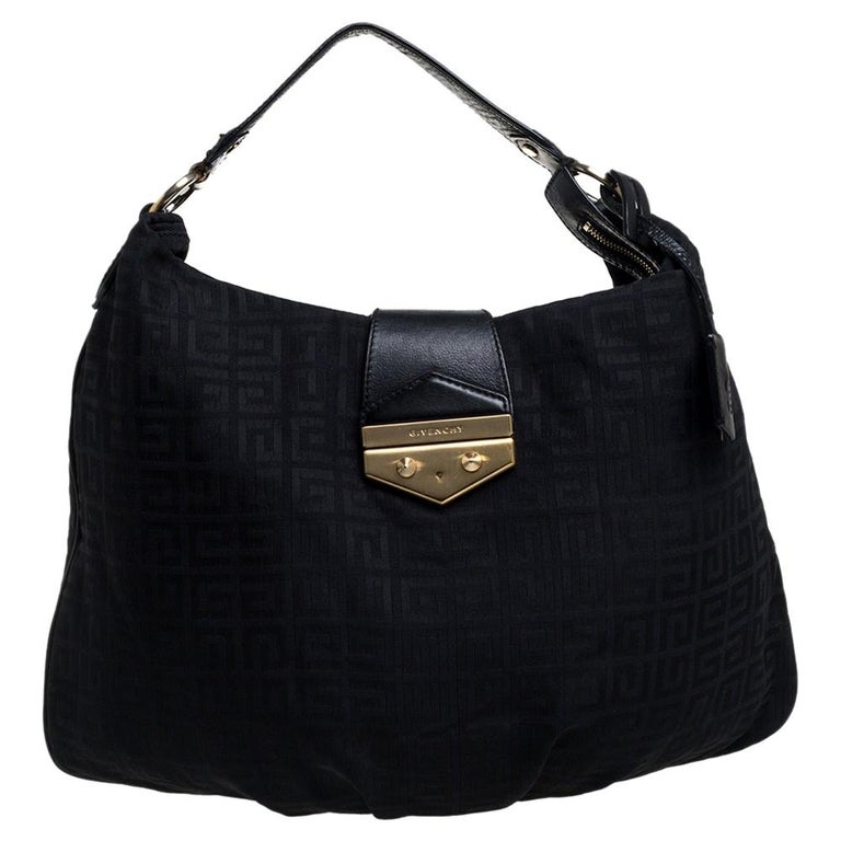 Givenchy Black Monogram Canvas And Leather Hobo For Sale at 1stDibs