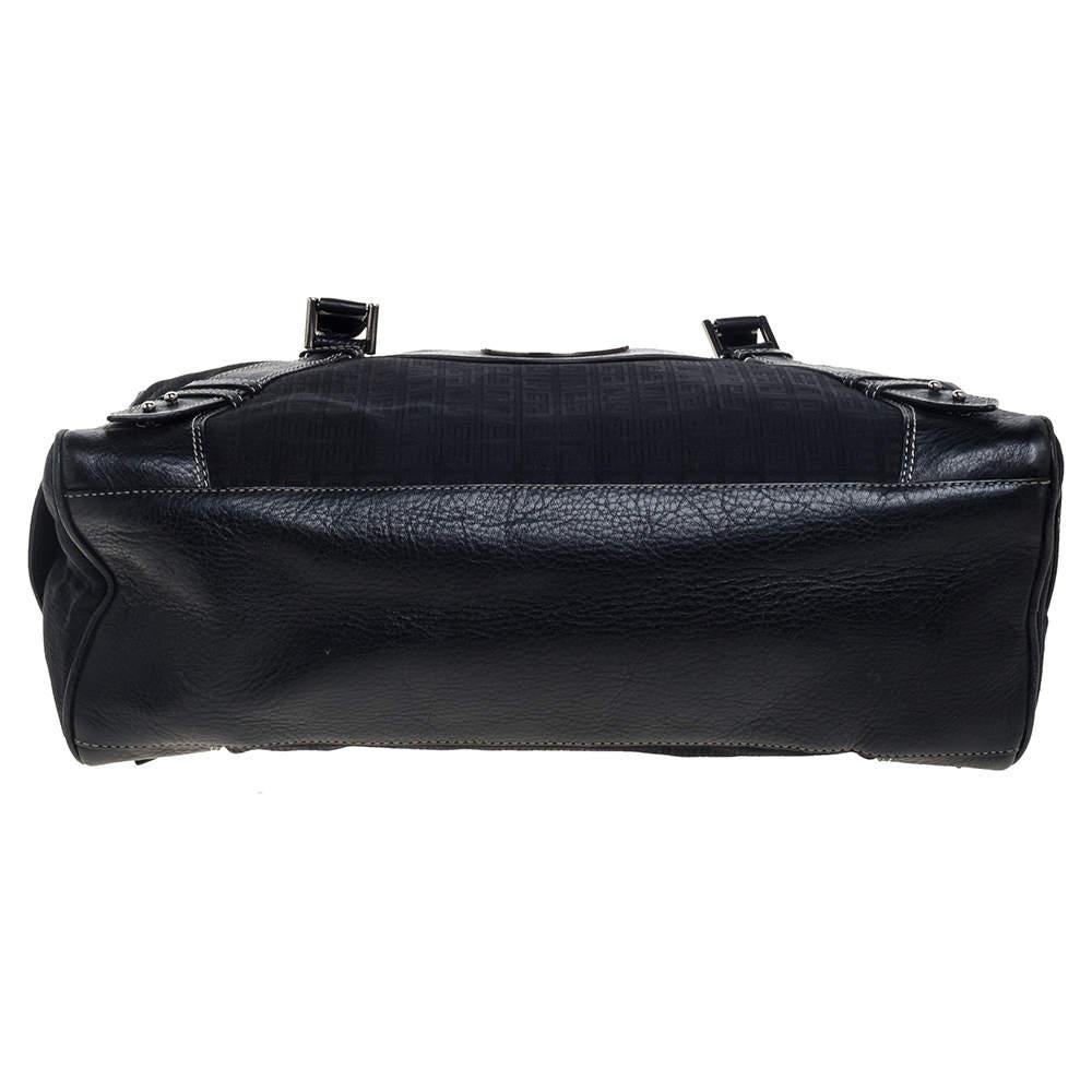Givenchy Black Monogram Canvas and Leather Zip Satchel 2