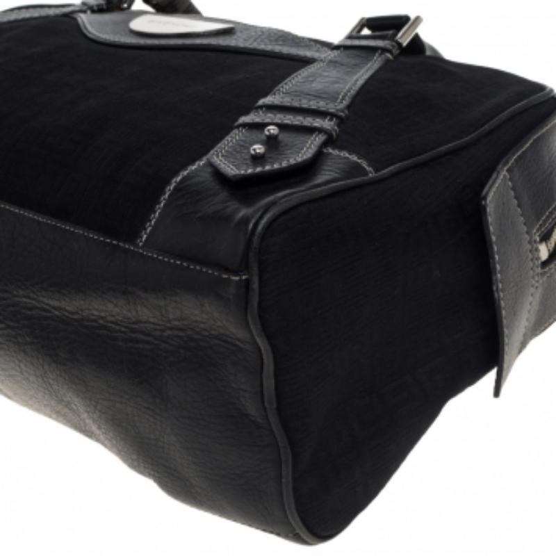 Givenchy Black Monogram Canvas and Leather Zip Satchel For Sale 3