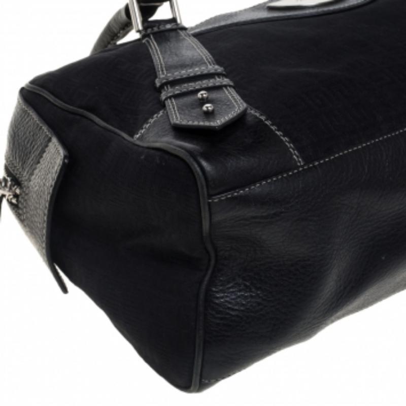Givenchy Black Monogram Canvas and Leather Zip Satchel For Sale 4