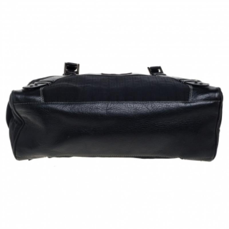 Givenchy Black Monogram Canvas and Leather Zip Satchel For Sale 5