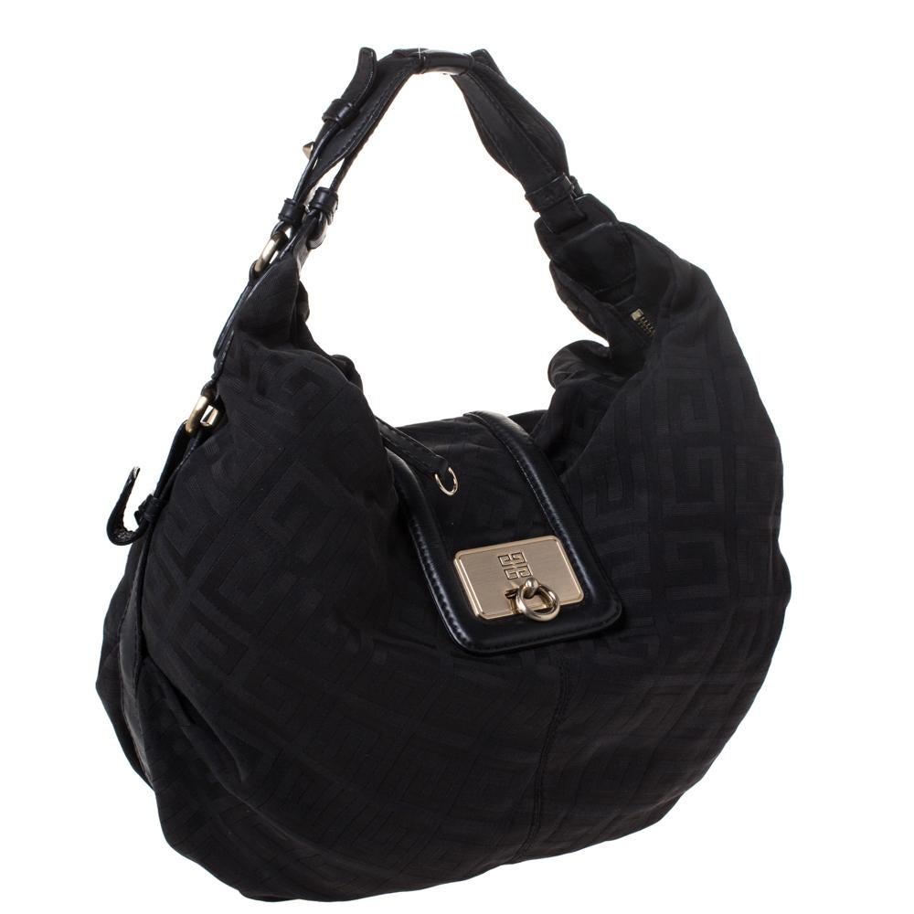 Women's Givenchy Black Monogram Canvas Flap Hobo For Sale