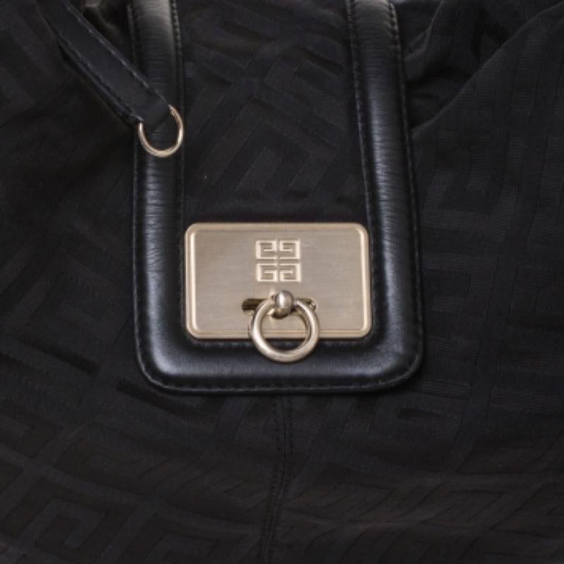 Givenchy Black Monogram Canvas Flap Hobo im Angebot 4