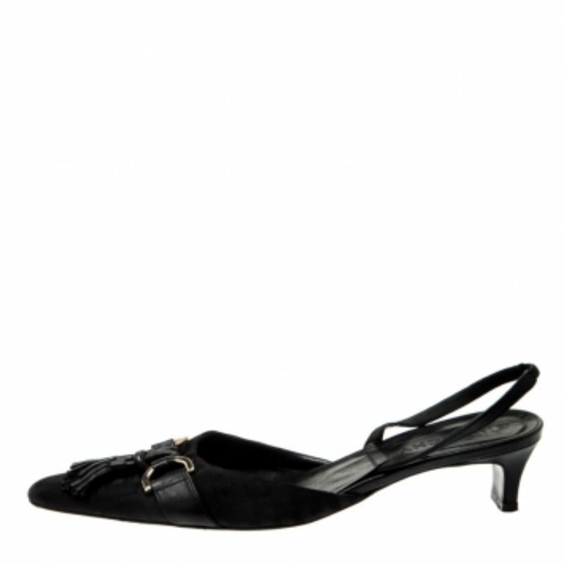 Donna Givenchy Nero Monogram Canvas Tassel Detail Pointed Toe Slingback Mules Taglia 39 in vendita