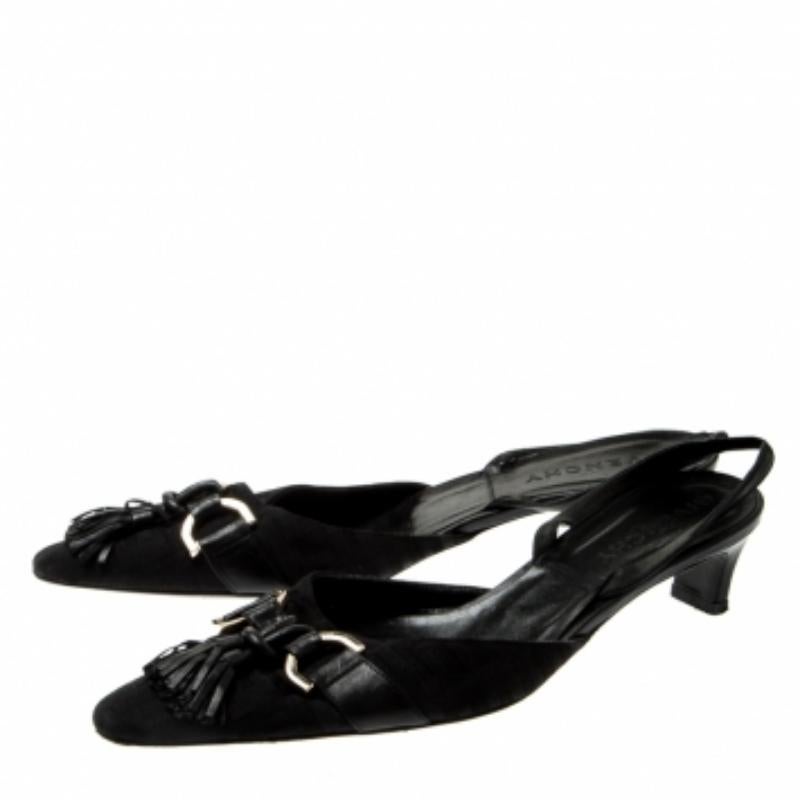 Givenchy Nero Monogram Canvas Tassel Detail Pointed Toe Slingback Mules Taglia 39 in vendita 3