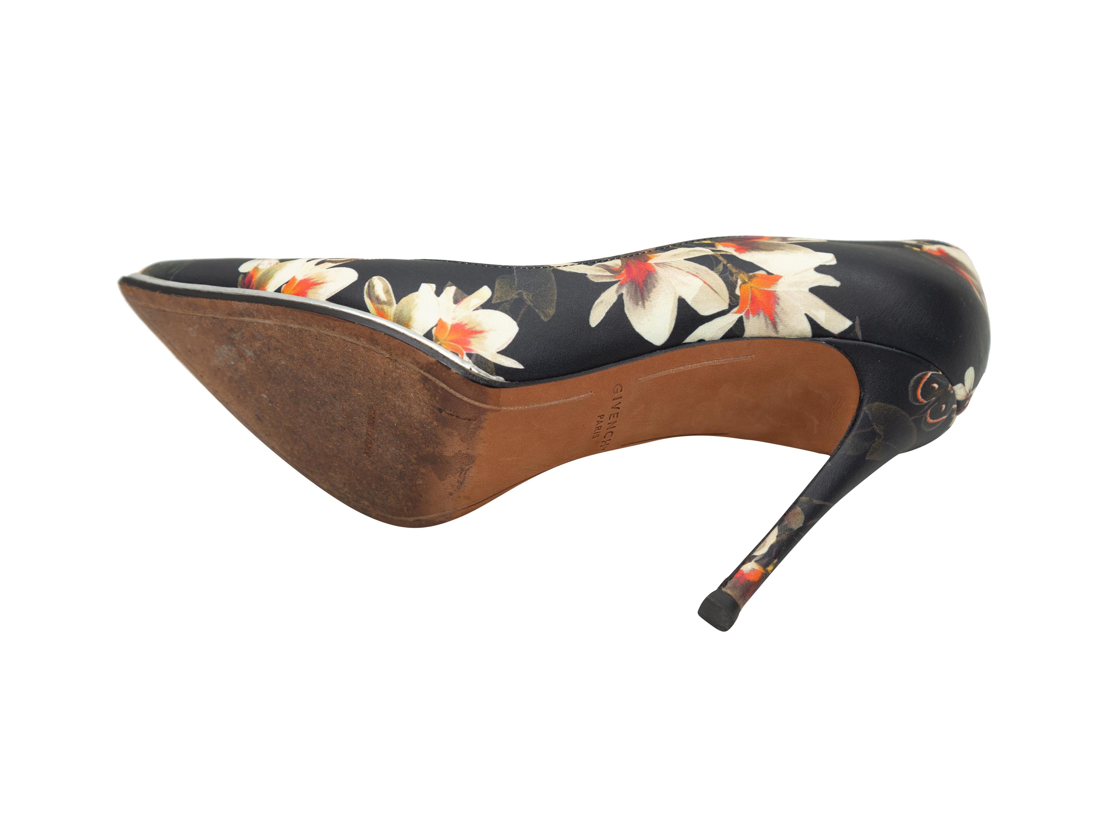Product details: Black and multicolor leather pointed-toe pumps by Givenchy. Floral print throughout. Designer size 36.5. 4
